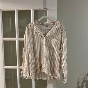 LOUNGE Striped Button-Up PJ shirt - pajama top